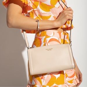 Kate Spade Knott Small Crossbody Bag Handbag Pebbled Leather Milk Glass Purse
